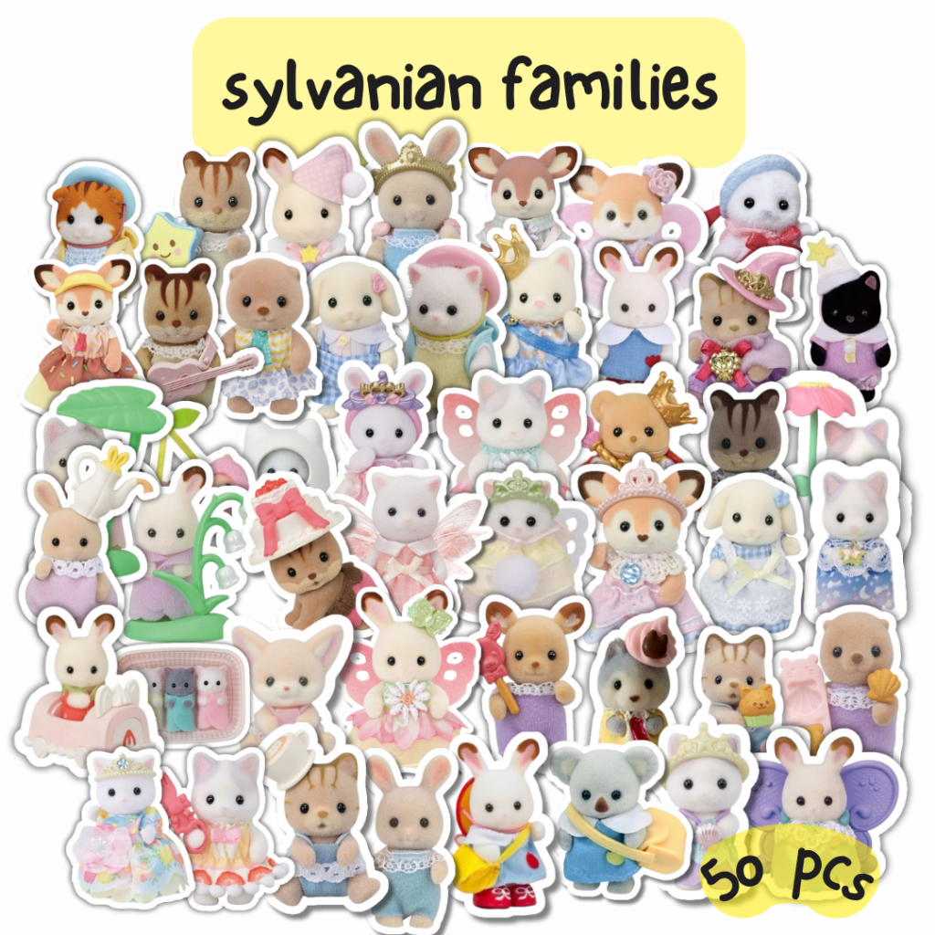 

50pcs Sticker Pack Sylvanian Families Deco stiker calico critters Aesthetic Vinyl Waterproof untuk Freebies Sticker Buku Journal Casing HP Laptop