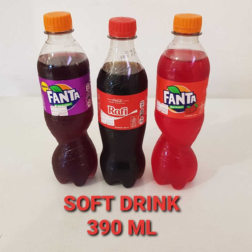 

SOFT DRINK 390 ML / FANTA STRAWBERRY 390 ML / FANTA ANGGUR 390 ML / COCA-COLA 390 ML