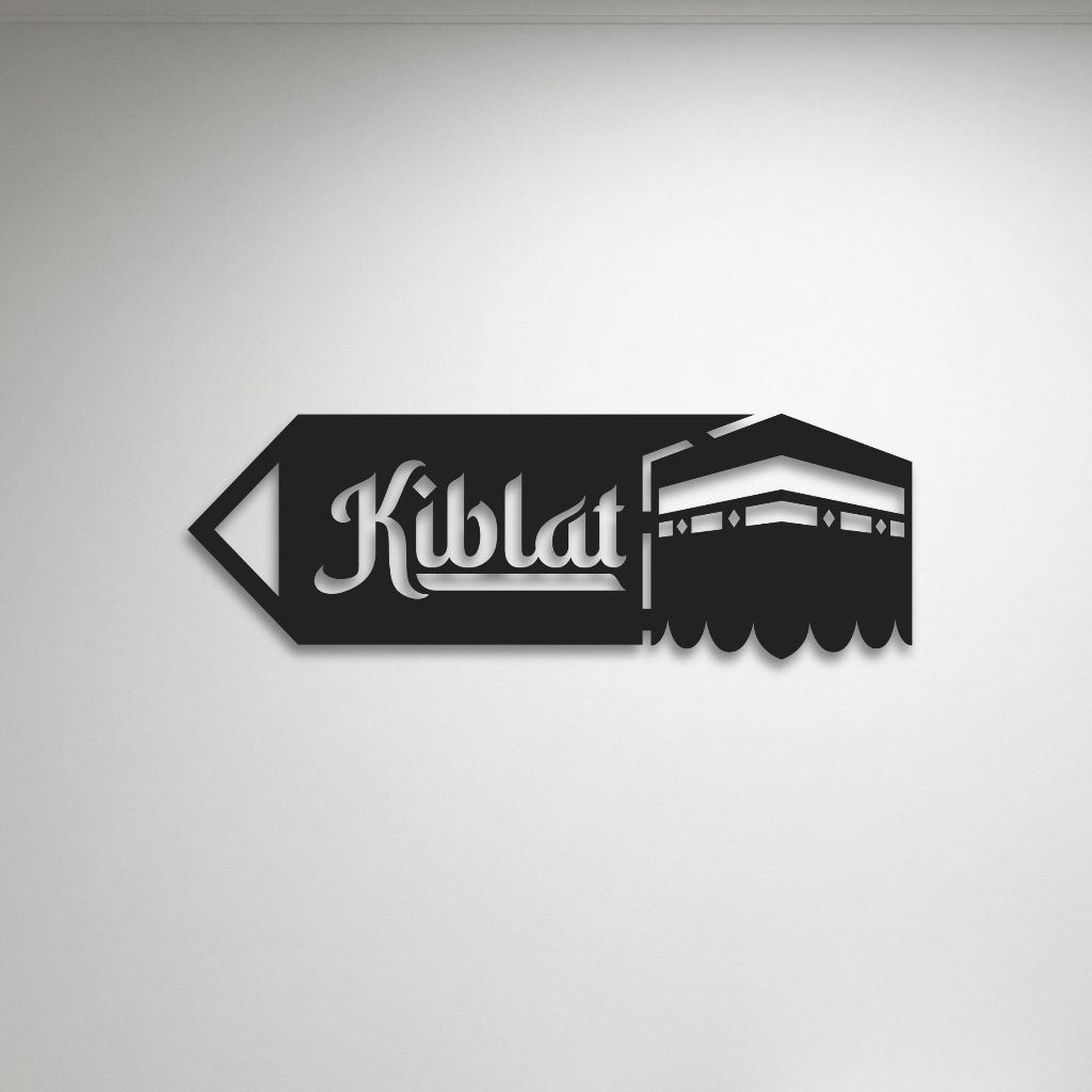 Hiasan Dinding Tempel Sign Board Petunjuk Arah Kiblat Dekorasi Mushola Rumah