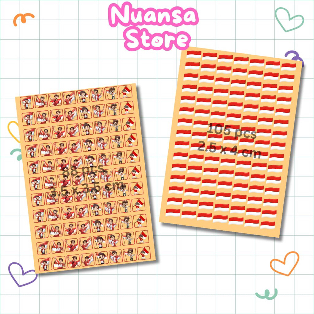 

100+ Stiker Pipi Tinggal Tempel Sudah Cutting Tema Kemerdekaan | 17 Agustus | Murah