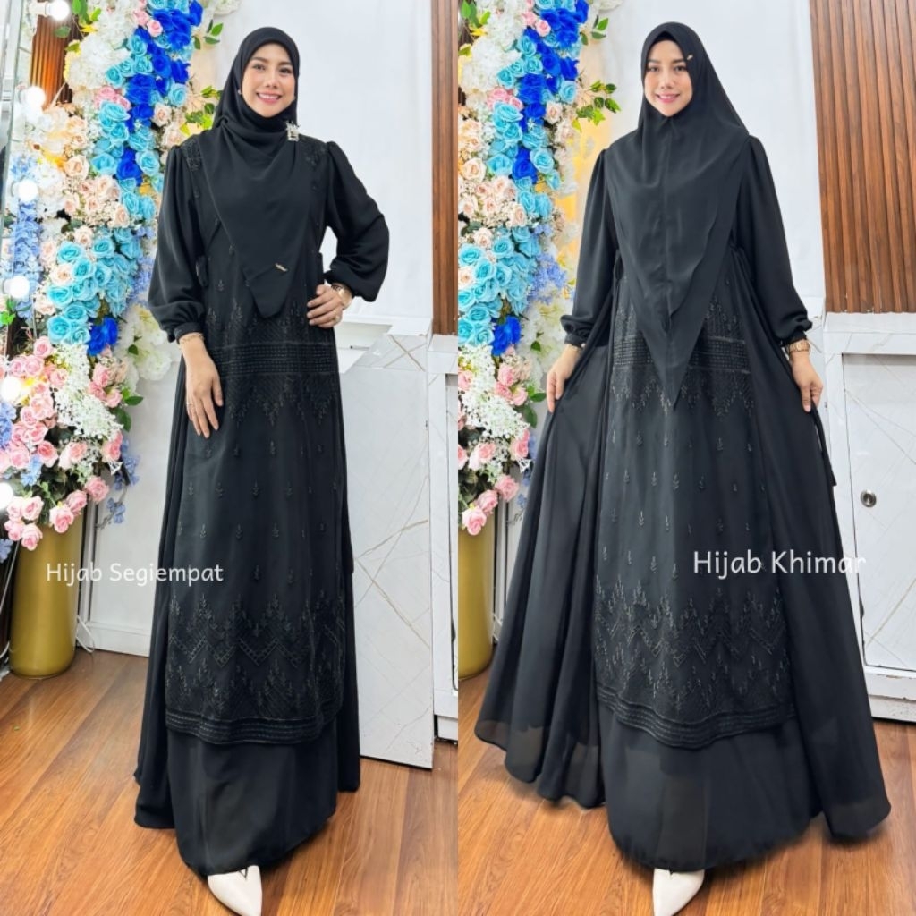 Gamis set Khimar Kalyana premium by aldisa/gamis ceruti polos/gamis cerutl