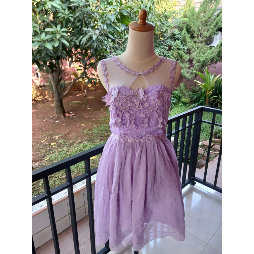 Gaun Pesta Pendek Lilac / Ungu Muda Anak Remaja / Dewasa Muda