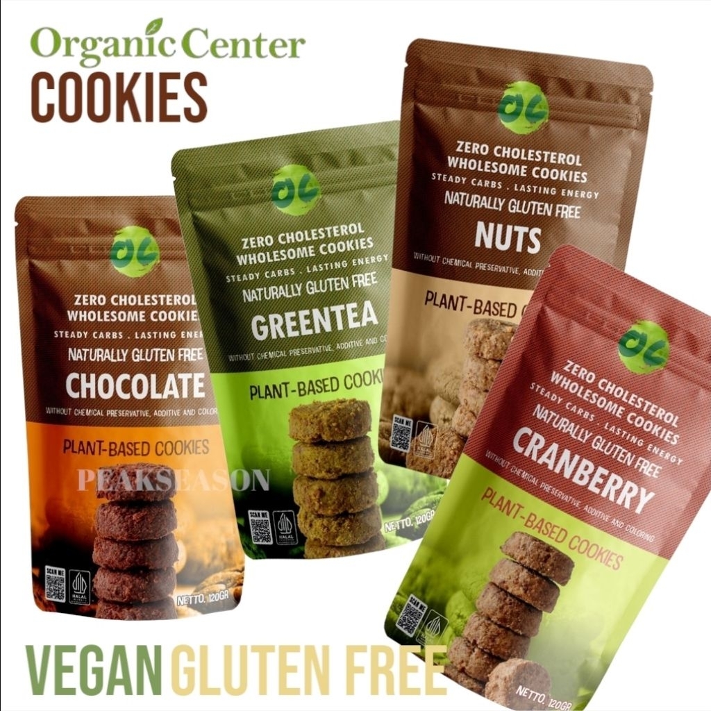 

Organic Center COOKIES GLUTEN FREE VEGAN | Chocolate . Greentea . Nut . Cranberry Kukis