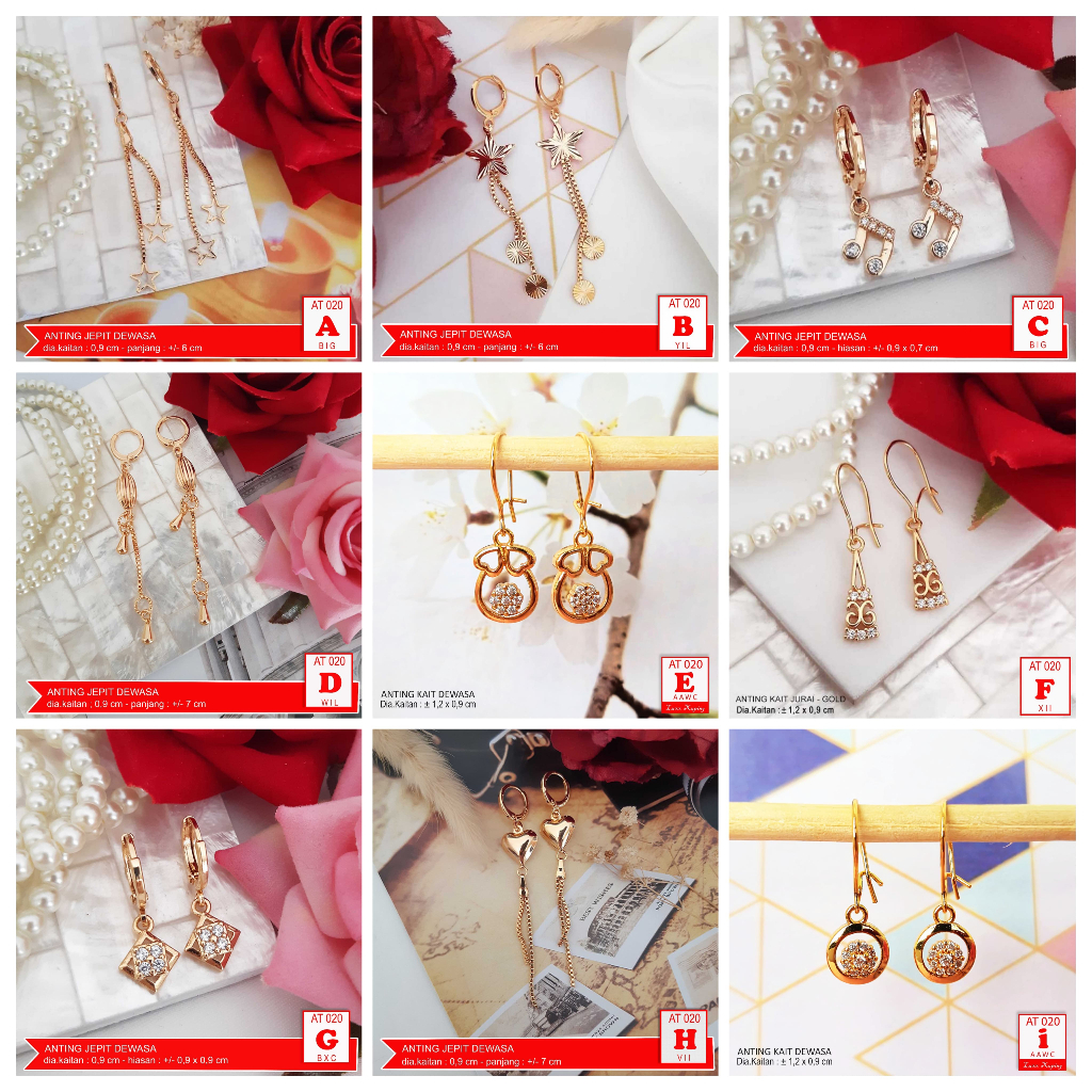 AT 020  Anting Jepit Jurai Perhiasan Wanita Lapis Emas Merk Yaxiya Aksesoirs Gaya Korea Anting xupin