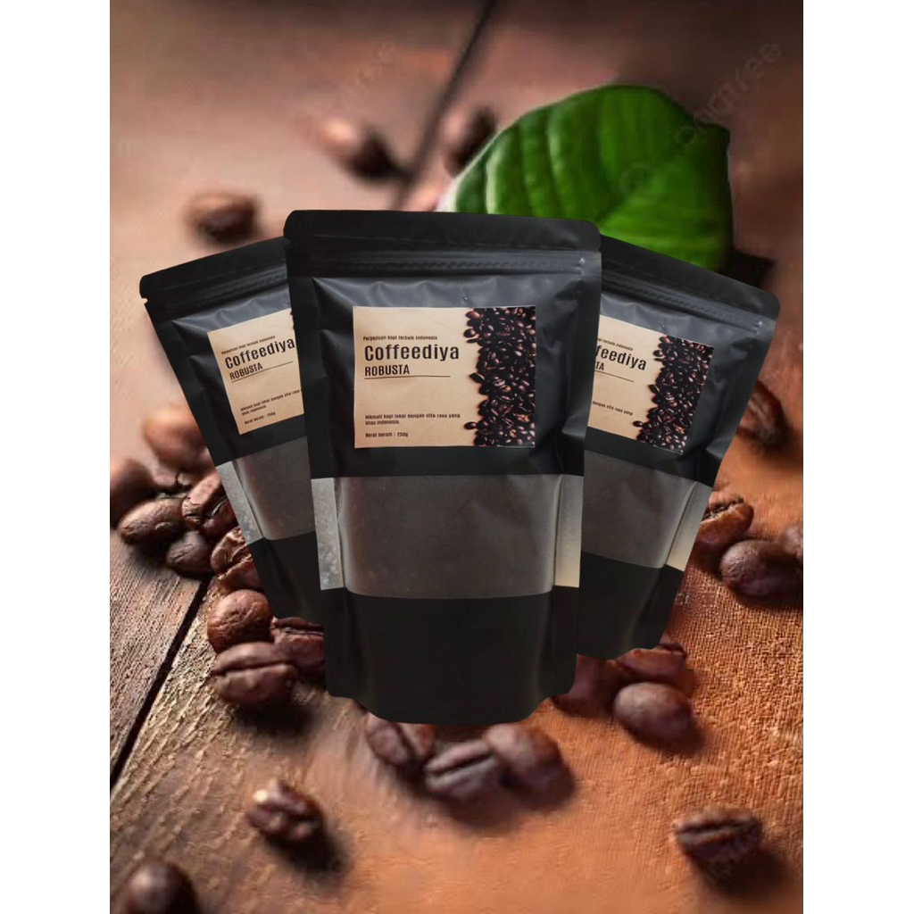 

Kopi robusta. Bubuk kopi murni asli coffeediya