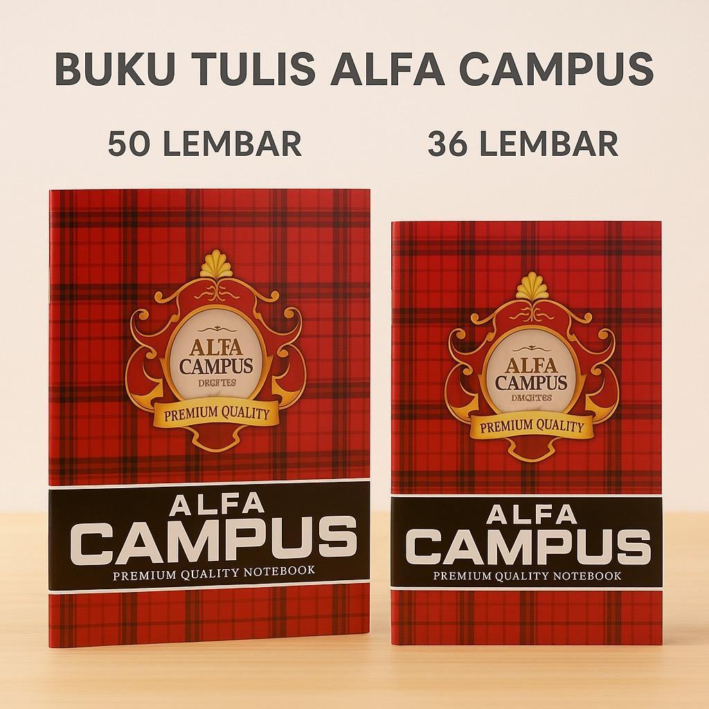 

Buku Tulis Alfa Campus 36/50 Lembar Buku Besar- 1 Pack Isi 10 Buku | Buku Sekolah Murah