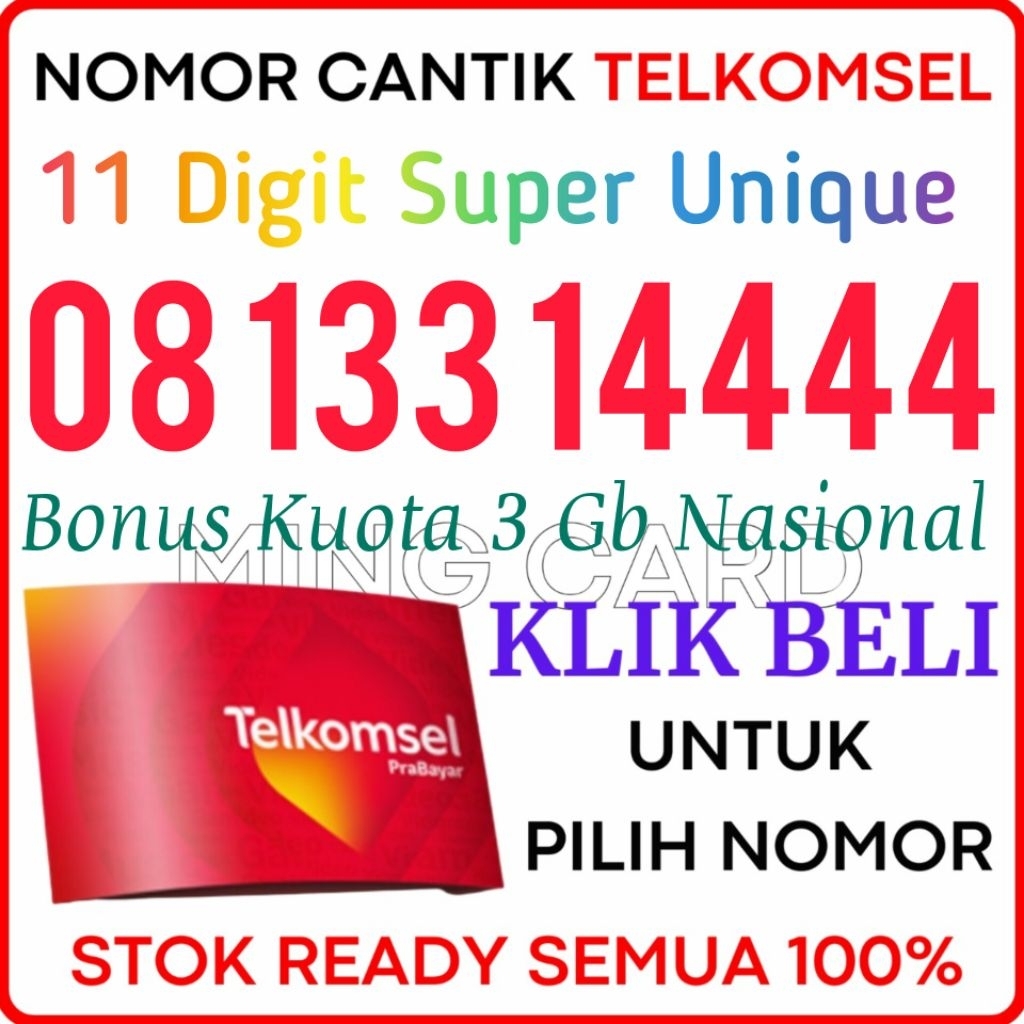TIPE 11 DIGIT 4444 - Nomor Cantik Telkomsel 4G/5G Kartu Perdana Simpati 11 Digit Cantik Prabayar