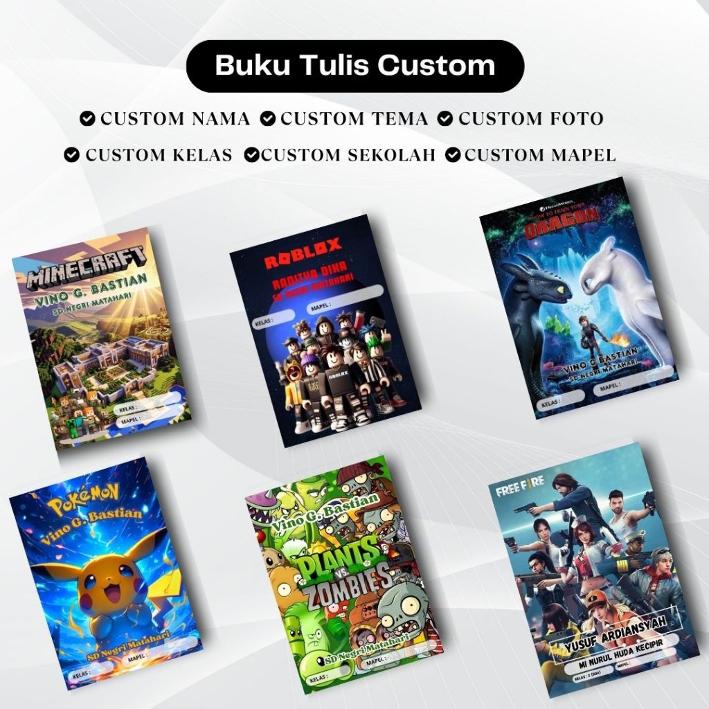 

Buku Tulis Motif Anak Laki - Laki. Custom Foto, Nama, Kelas & Sekolah