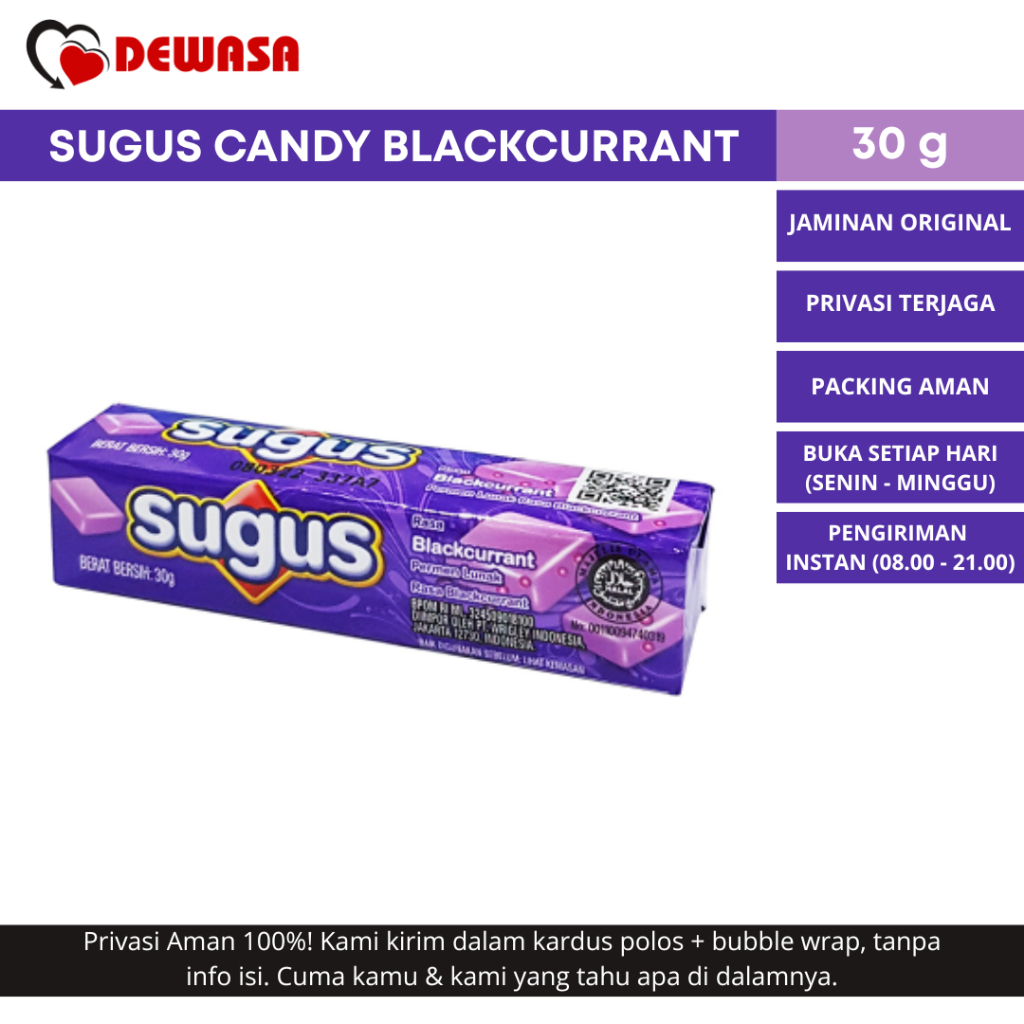 

Sugus Blackcurrant Stick 30g – Permen Kenyal Rasa Anggur Hitam Manis
