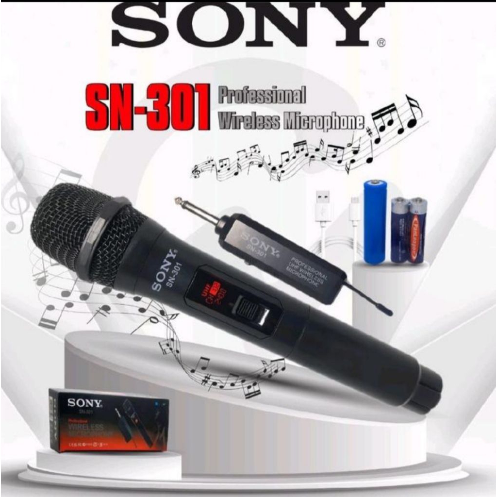 Mic Microphone Mikrofon Wireless SONY SN 301 (1 Mic) SN 302 (2 Mic) Microhone Mic Mikrofon Tanpa Kab