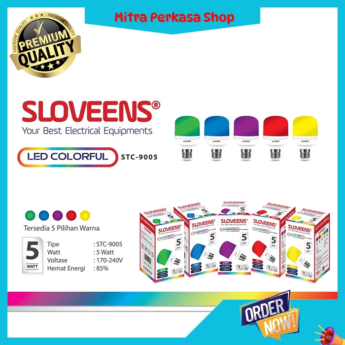 Lampu LED 5 Watt Warna Warni Sloveens / Lampu Dekorasi