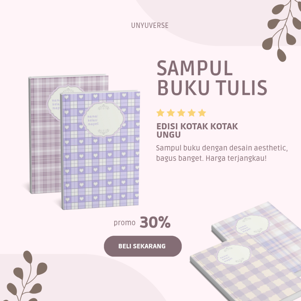 

UnyuVerse Sampul Buku Tulis Desain Kotak-kotak Ungu | Aesthetic | Lucu - Uk A5/B5