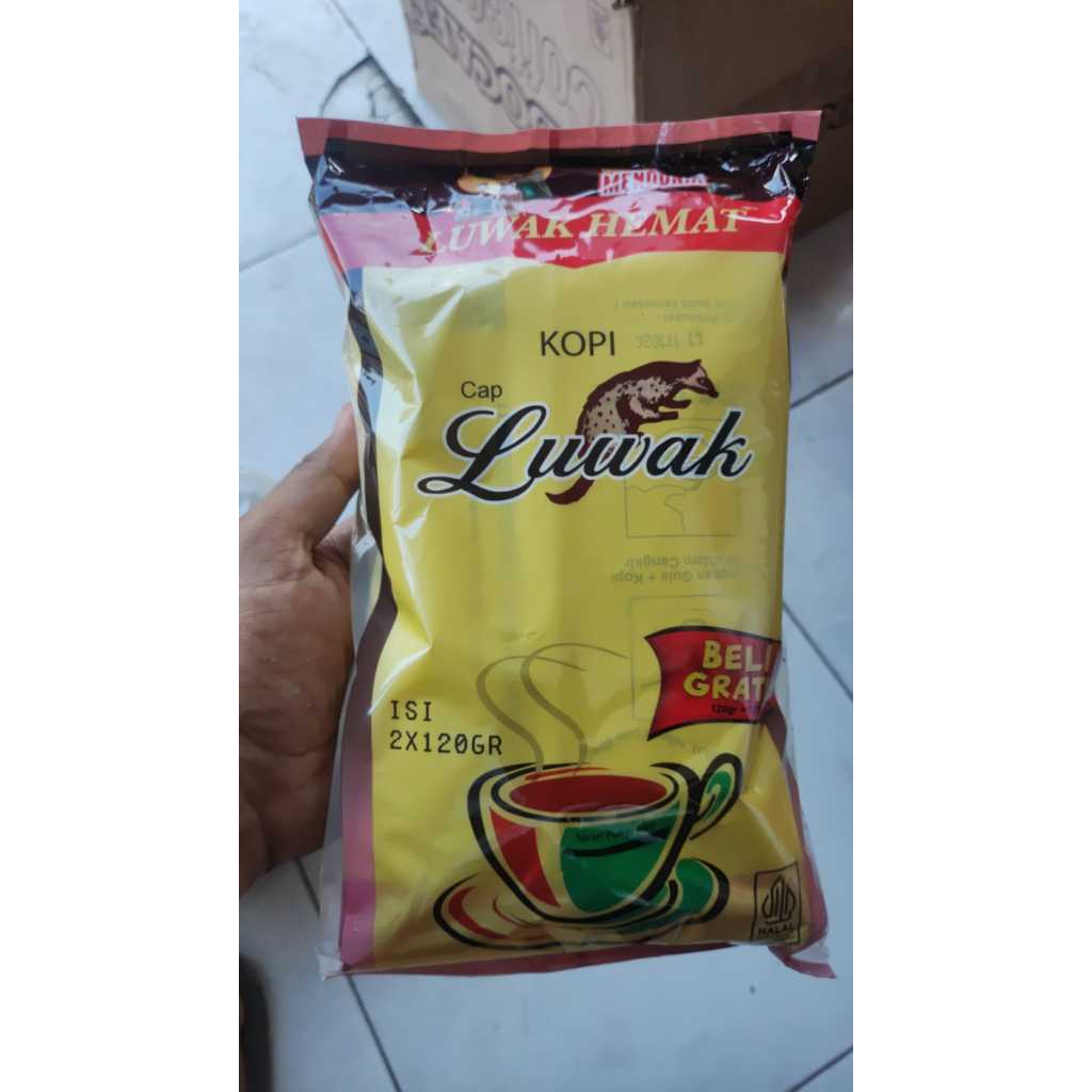

PROMO kopi luwak hemat kuning 120gr beli 1 gratis 1 (120gr + 120gr)