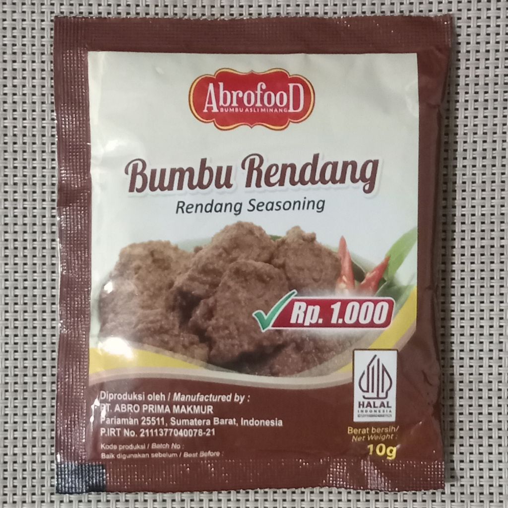 

Bumbu RENDANG ABROFOOD Asli Minang Netto 10 gr