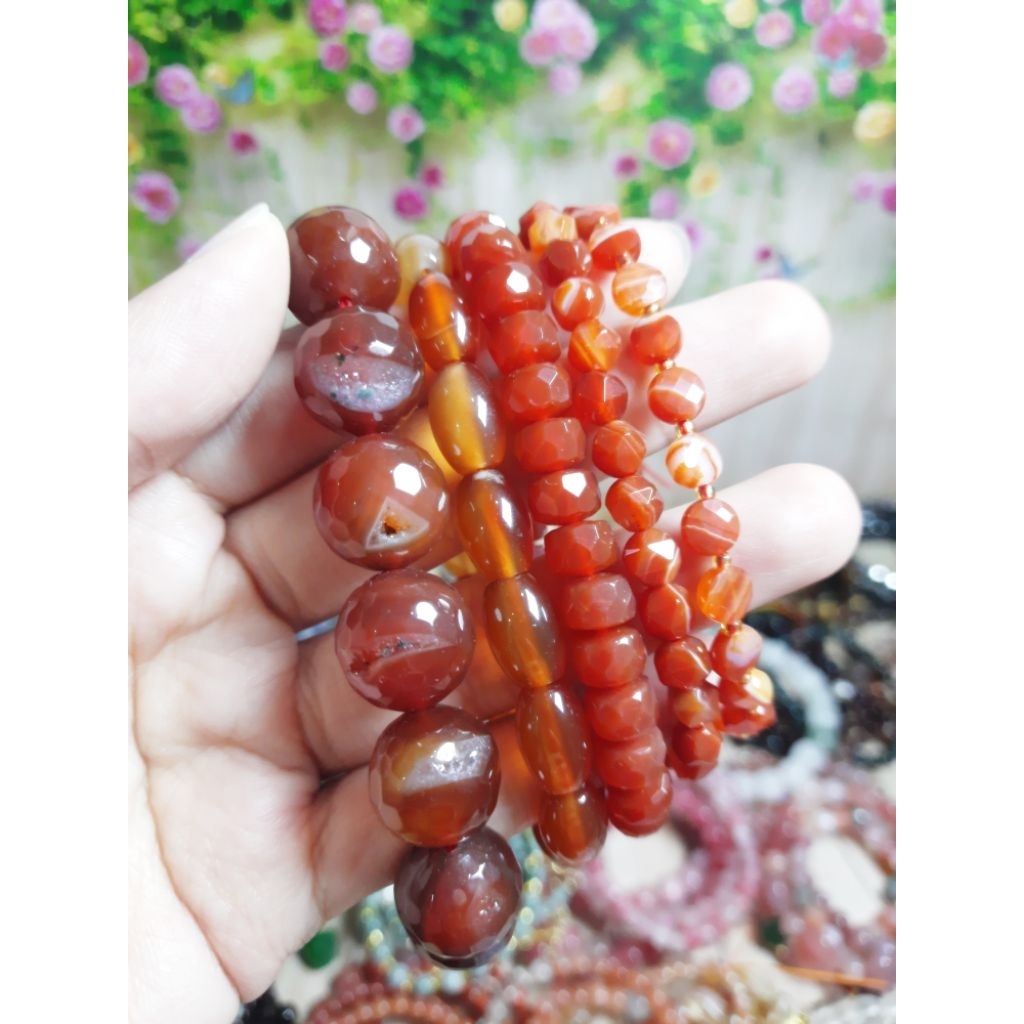 Gelang Bangle Red Agate/Carnelian/Flower Agate/Alashan