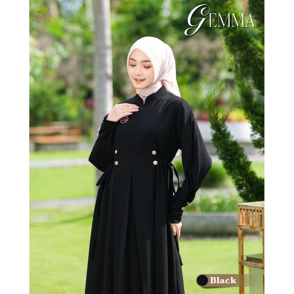 Gemma dress Gamis Polos Resleting  Lengan by Aden hijab Original