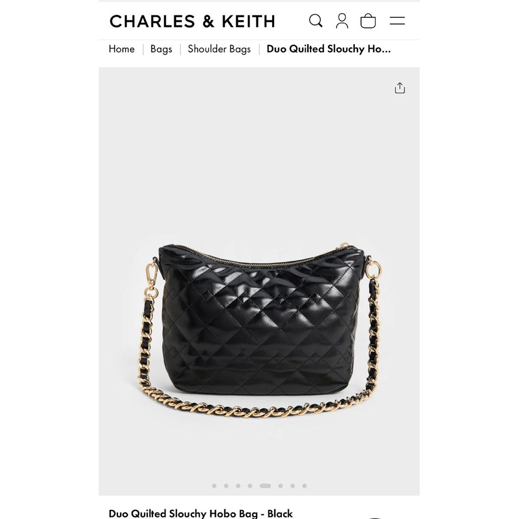 (FUJIDINAR) TAS WANITA BRANDED ORIGINAL - CHARLES & KEITH DUO QUILTED SLOUCHY HOBO BAG