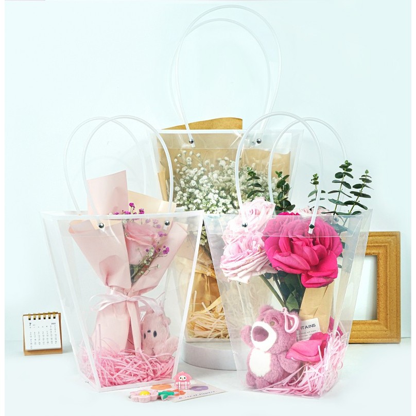 

BOUQUET TOTEBAG Transparent Flower Boneka Bag Tas Mika Plastik Bunga Polos Bening