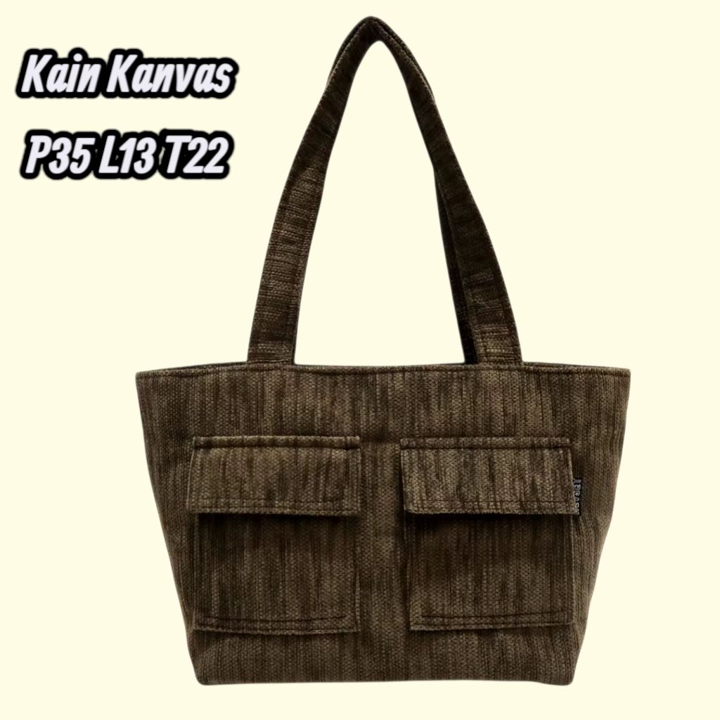 totebag saku depan totebag murah kain tebal wanita canti tas ibu muda totebag kuliah tas sekolah tas