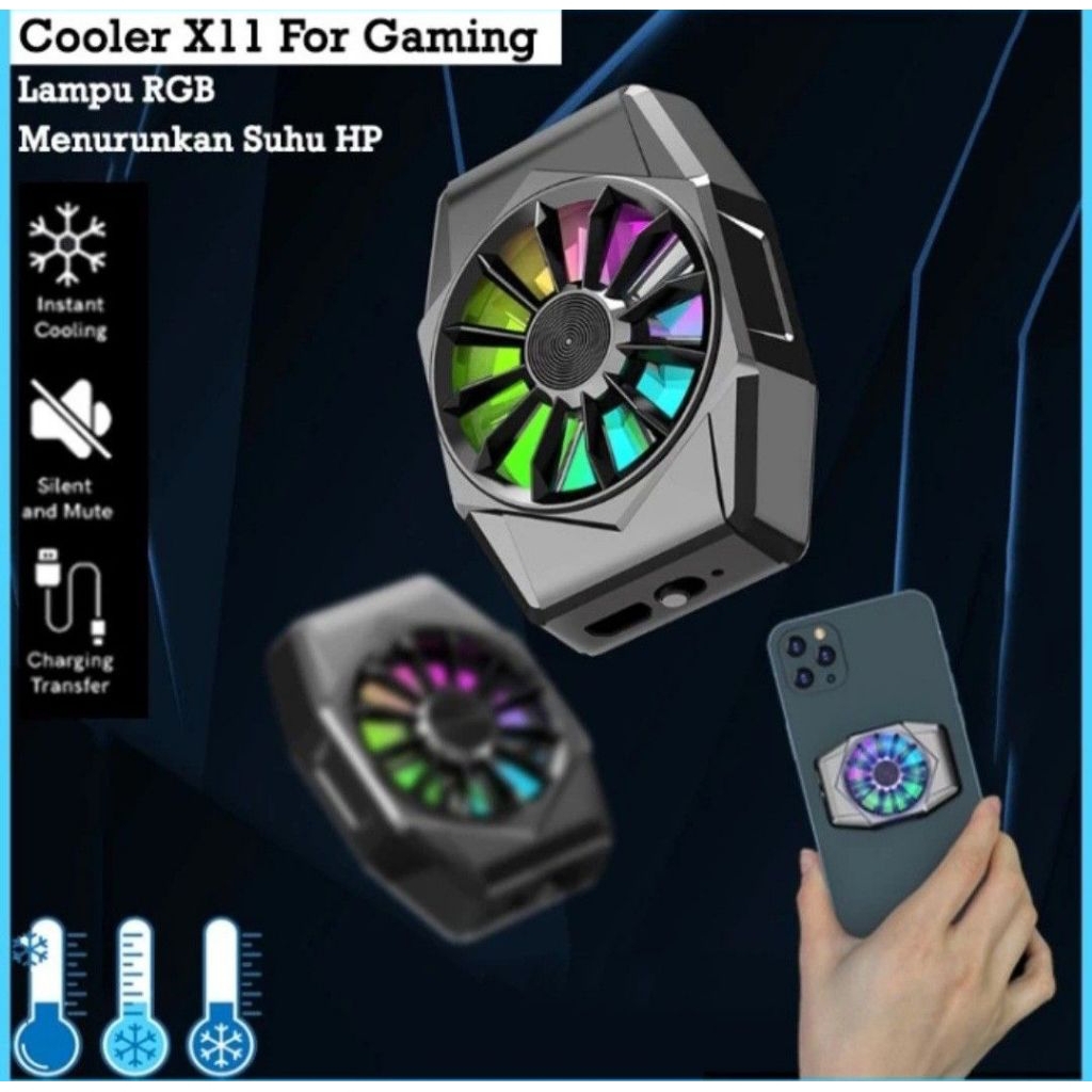 Fan Cooler HP Rechargeable Baterai 300mAh Model Magnetik X11 - Hitam