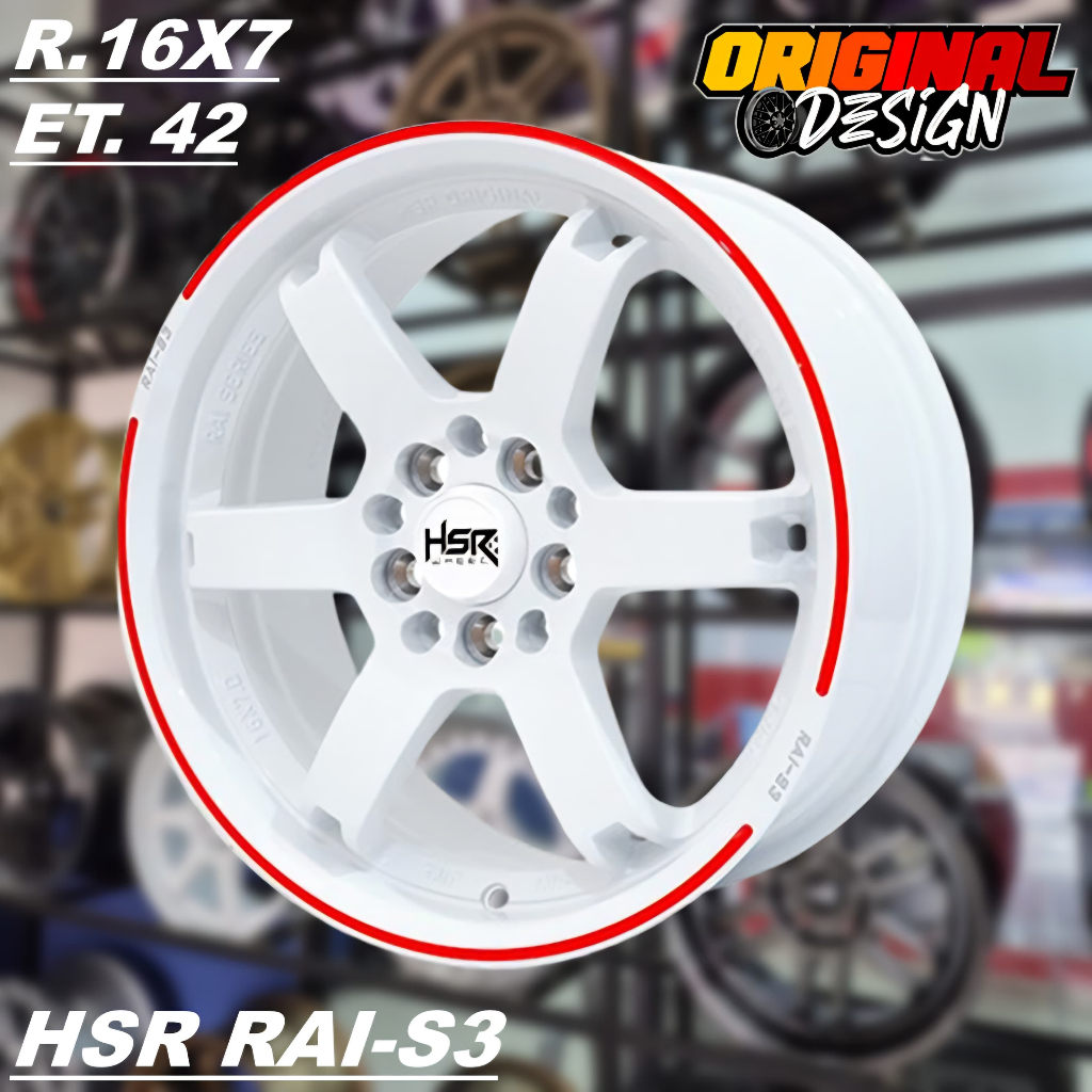 Velg Mobil SIENTA, NEW XENIA, Ring 16 Lubang 5 Palang 6 Warna Putih HSR RAI S3 R16