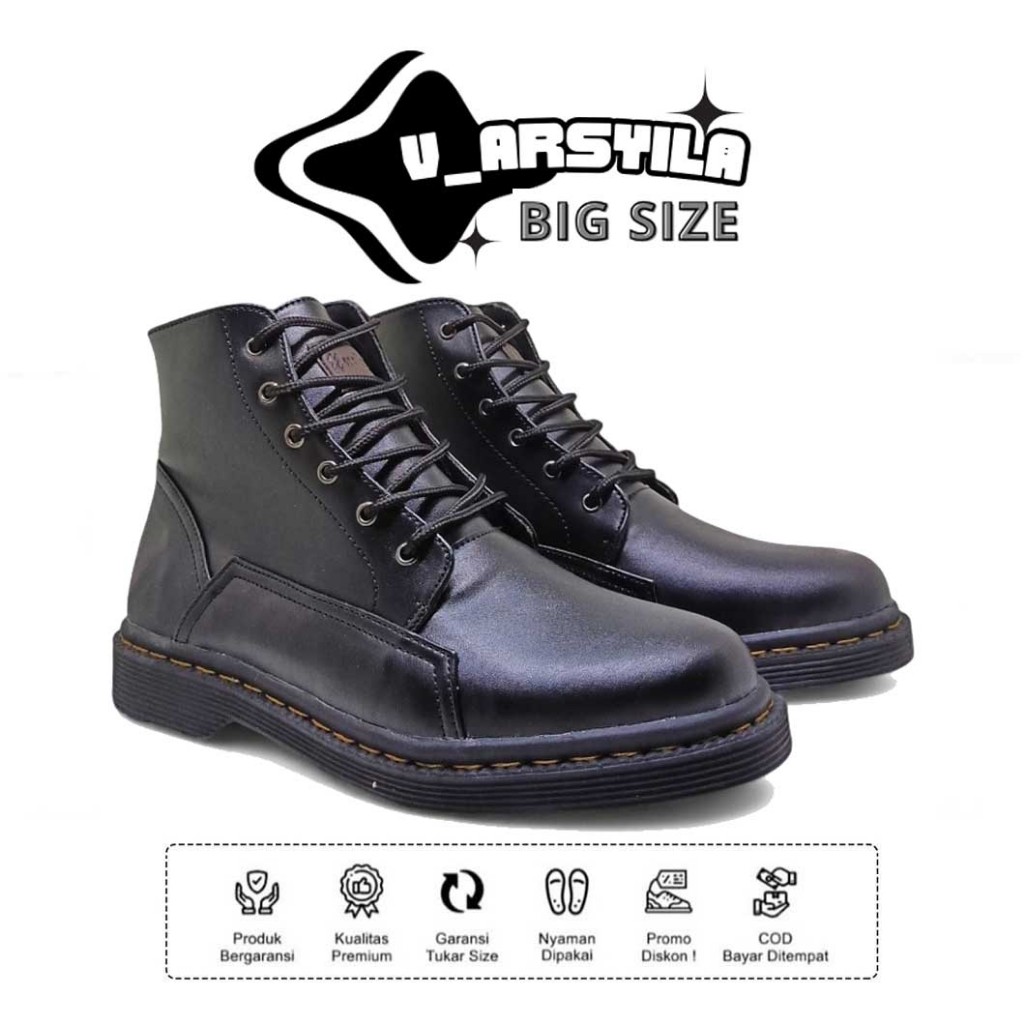 BOOTS - Big Size Besar 39 40 41 42 43 44 45 46 / Sepatu Formal Pria Pantofel Docmart Ukuran Jumbo & 
