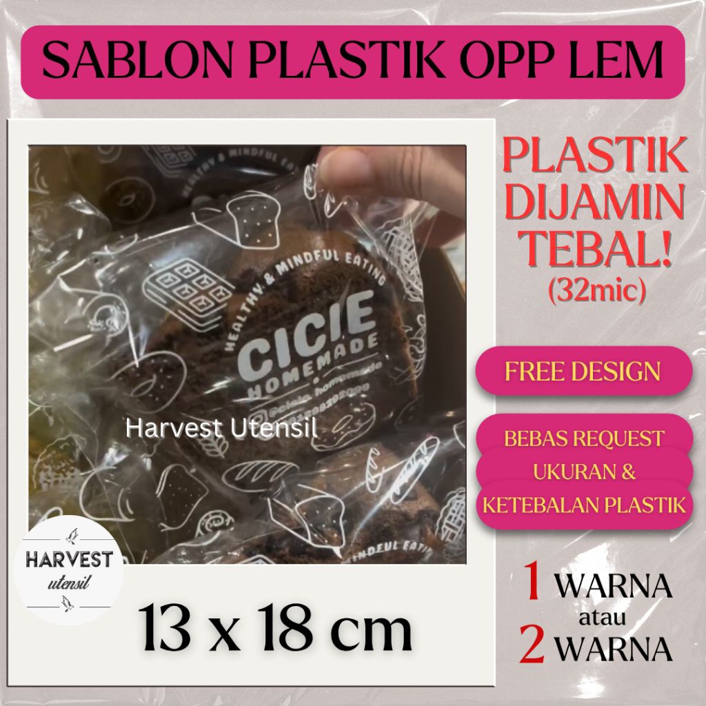 

Sablon Plastik OPP Lem 13x18 Roti Kue Cookies Makanan Aksesoris Tebal