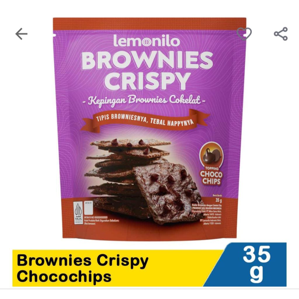 

lemonilo Brownies Crispy ChochoChips, Keju, Strawberry 35gr