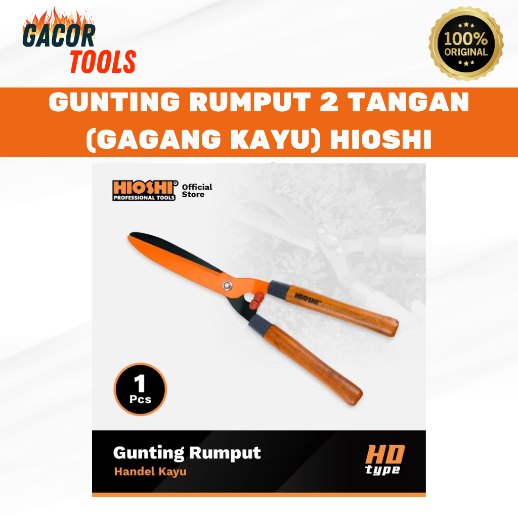 Gunting Rumput HIOSHI / Gunting Rumput 2 tangan / Gunting Pagar / Tanaman / Kebun / Baja / Gagang Ka