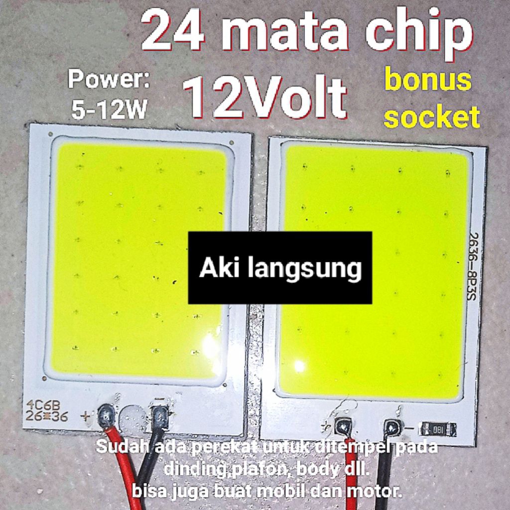 1-5set Plasma 12V -14V, LED cob tempel interior mobil, lampu kamar, lampu baca dll/ hpl chip super b