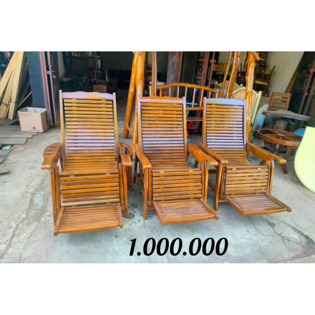 kursi malas kursi santai kursi lipat kayu jati