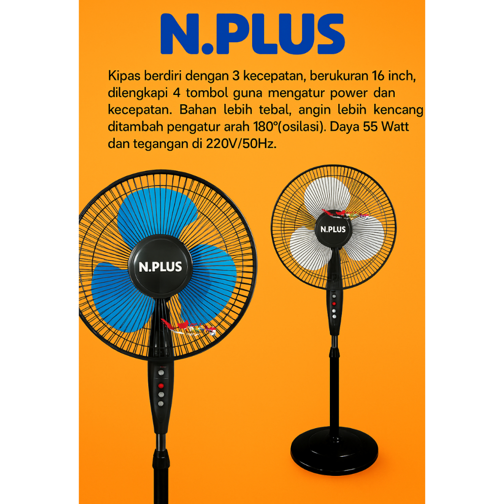 STAND FAN NATIONAL PLUS kipas angin berdiri 16 inch