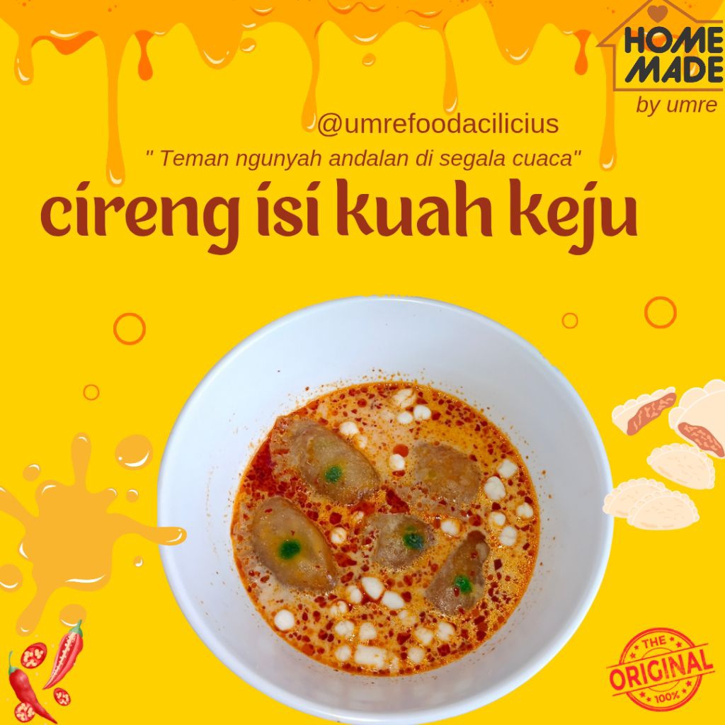 

Cireng kuah keju / cireng isi ayam suwir Pedas dan original kuah Keju creamy