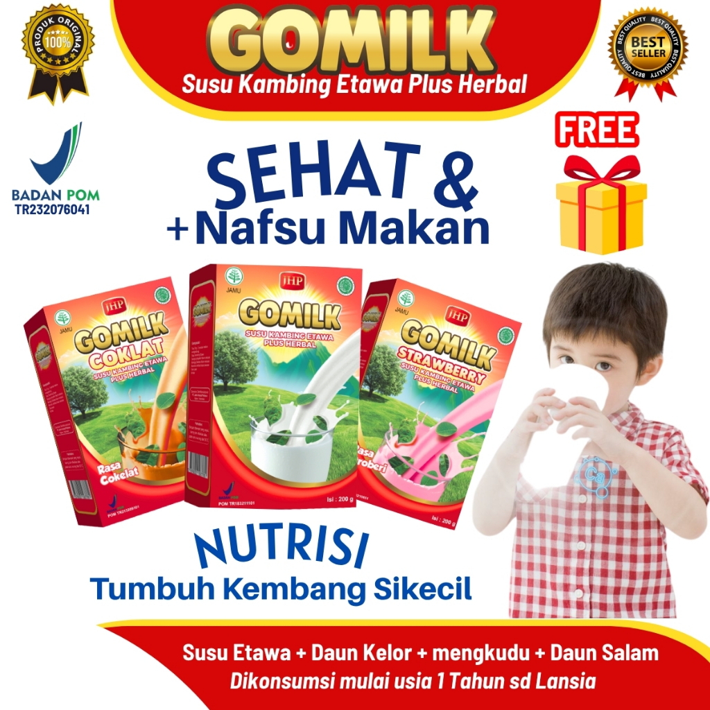 

GOMILK 200gr – Susu Etawa untuk Anak 1 Tahun ke Atas | Nafsu Makan, Pencernaan, Tulang, Maag