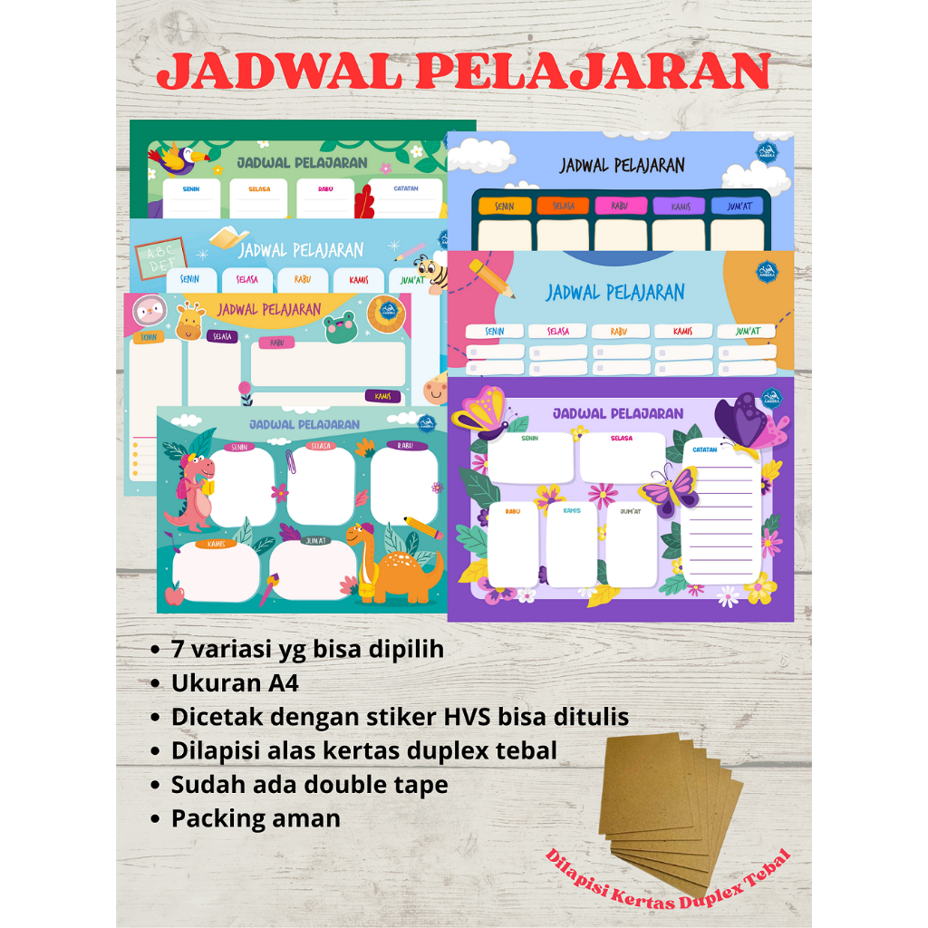 

Poster Jadwal Pelajaran A4 Lapisan Duplex Tebal