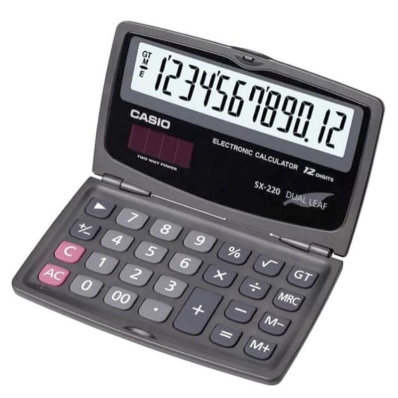 

KALKULATOR LIPAT DUAL LEAF CASIO SX 220 ORIGINAL BERGARANSI 12 DIGIT