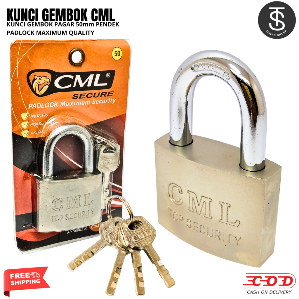 Kunci Gembok CML 50mm Leher Pendek / Kunci Gembok CML ANTI MALING / GembokBaja Super Kuat Tahan Kara