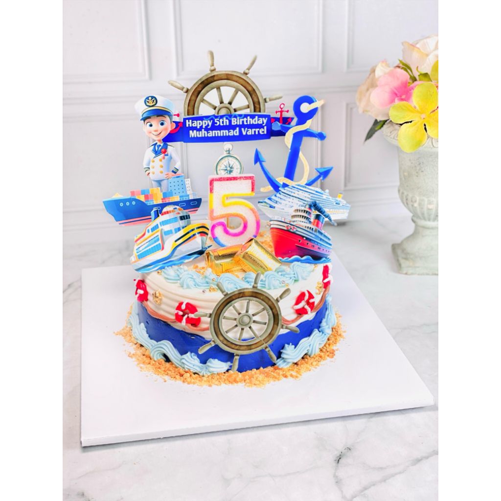 

kue ulang tahun anak birthday nautical pelaut topper cake