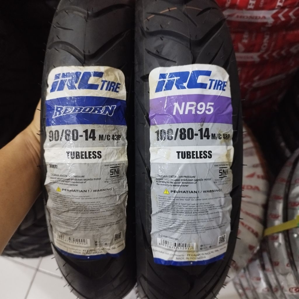BAN IRC REBORN/NR95 TUBLES 90/80-14, 100/80-14 ORIGINAL 100% VARIO 150 + pentil