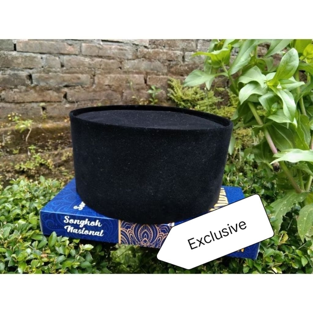 Exclusive Peci Hitam Tinggi 11,12cm Kopiah Tinggi 12cm Songkok Tinggi 12cm Peci Polos Songkok Polos 
