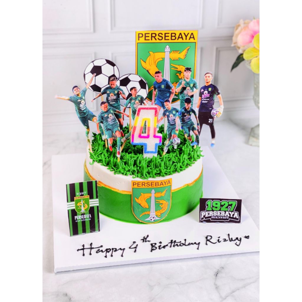

kue ulang tahun anak birthday Persebaya Topper cake 2 tier