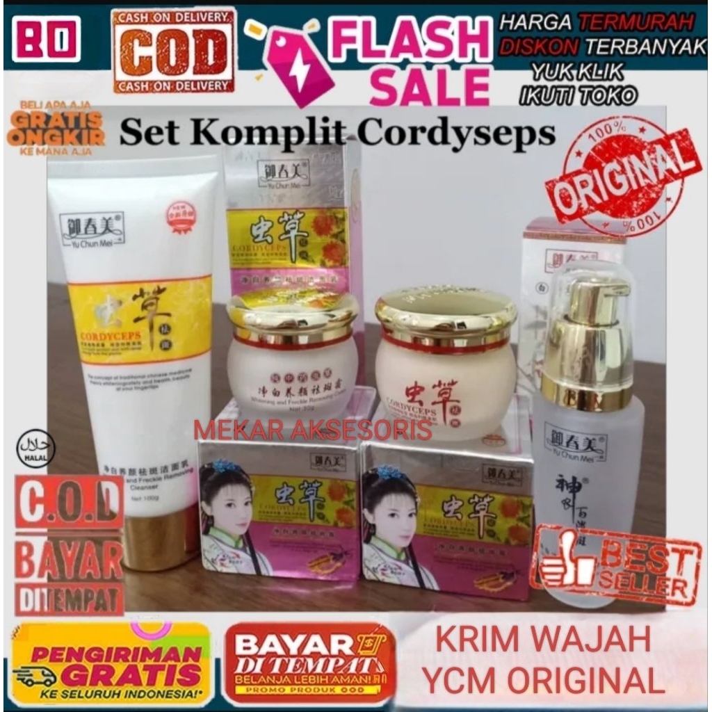 Krim Wajah Original Taiwan YuCunMei Cordy Cep YCM Lengkap Krim Pagi&Malam/Cleansing/Serum