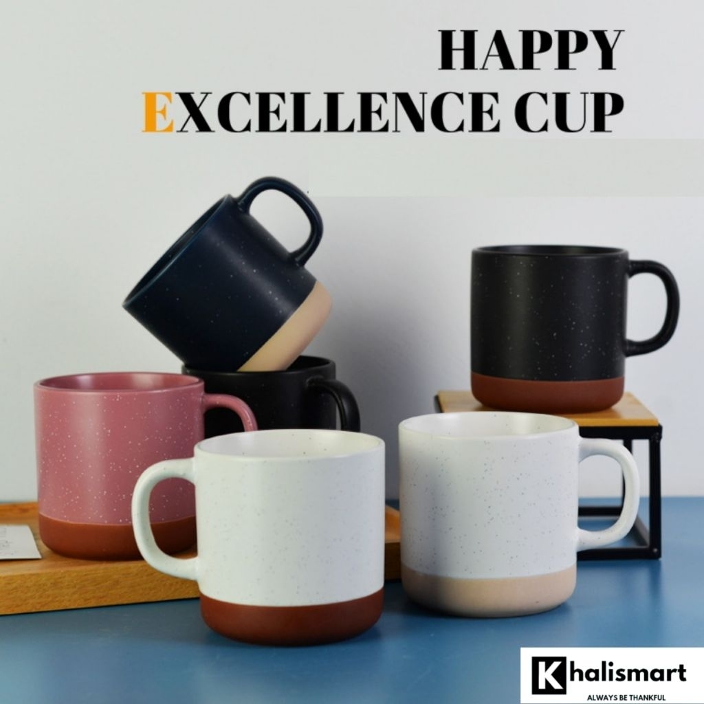 Mug Keramik Aesthetic Motif Bintik untuk Kopi Teh 380 ml