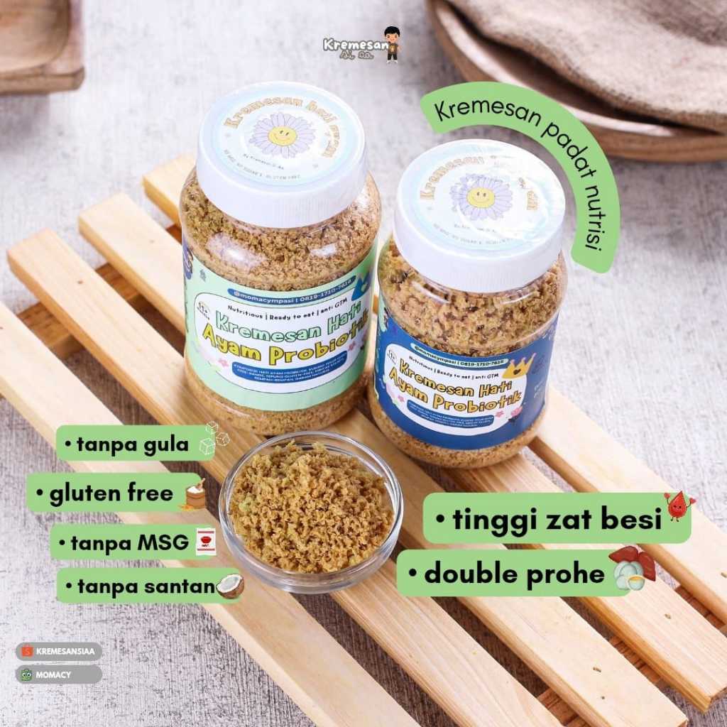 

Momacy kremesan hati ayam probiotik renyah gurih tanpa msg glutenfree bb booster kremes double protein kremes mpasi anti GTM kriuk prohe sehat pendamping makan untuk bayi anak sebagai solusi sehat anak GTM aman dikonsumsi setiap hari