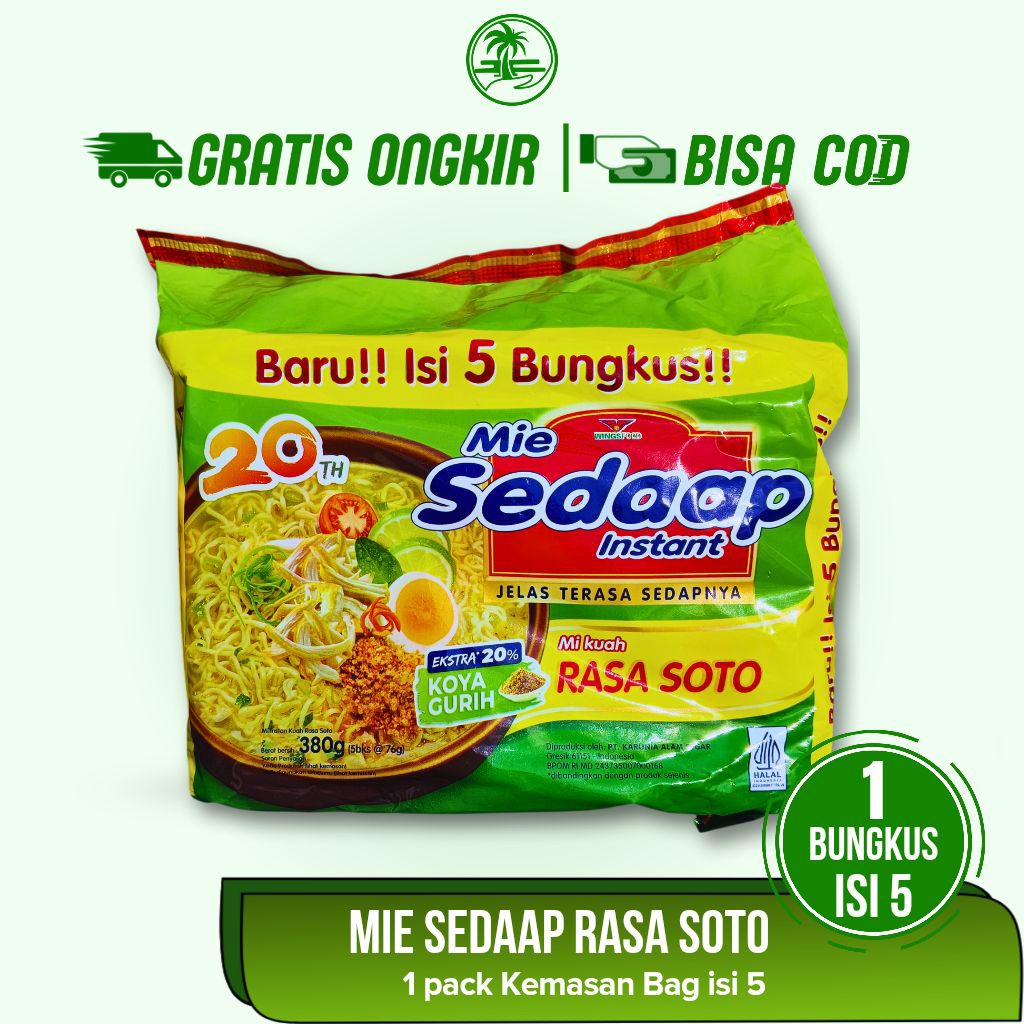 

Mie Sedaap Soto 1 Pack Kemasan Bag - isi 5 x 75gr