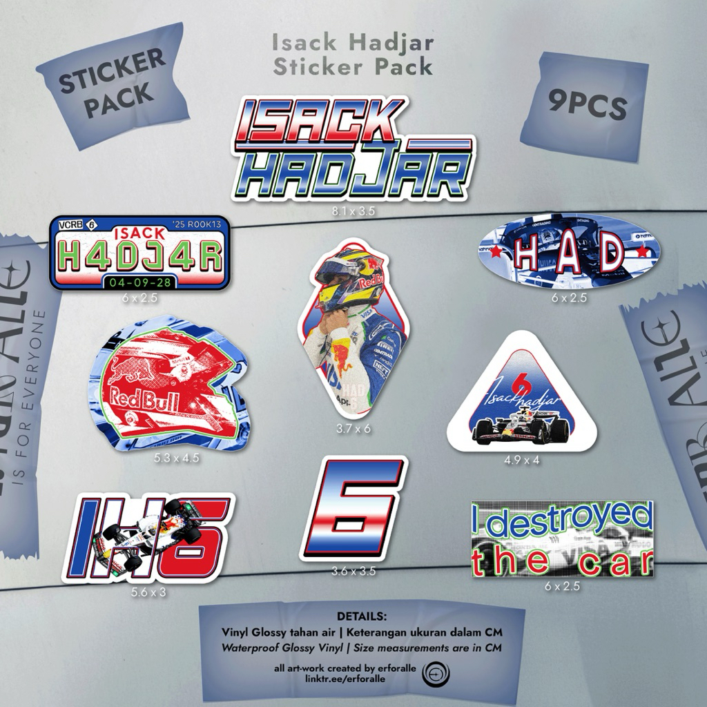 

Isack Hadjar Sticker Pack [9Pcs Glossy Laminated]