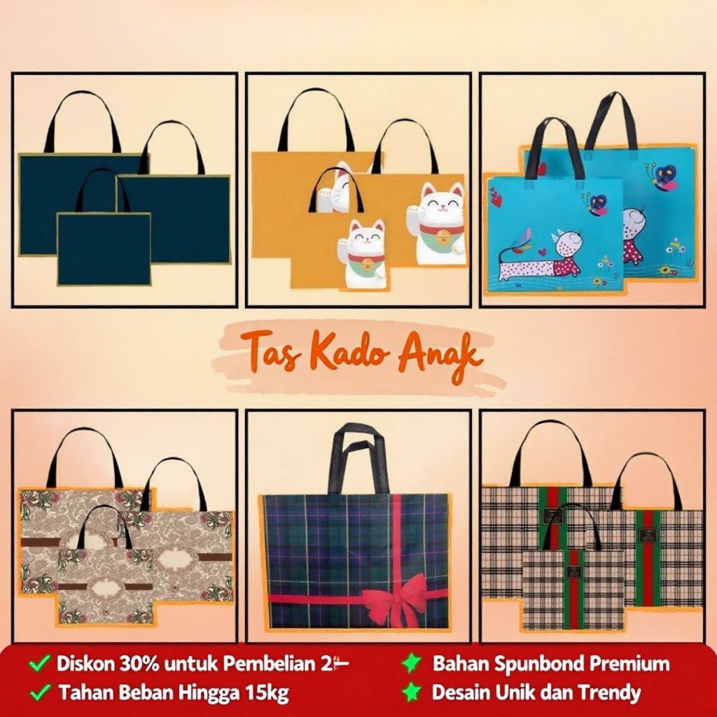

[READY STOCK] Goodie Bag Jumbo Premium - Tas Belanja & Souvenir Tebal Anti Air (Waterproof) - HARGA TERMURAH! Free Ongkir Se-Indonesia + Bonus Kantong