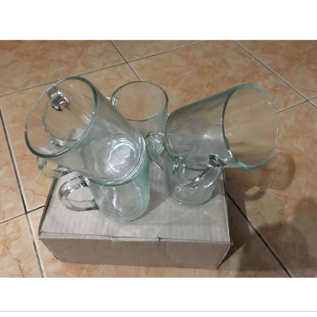 gelas kopi / gelas kopi gagang / gelas kopi gagang 6pcs / gelas kopi kaca / gelas kopi kaca gagang /