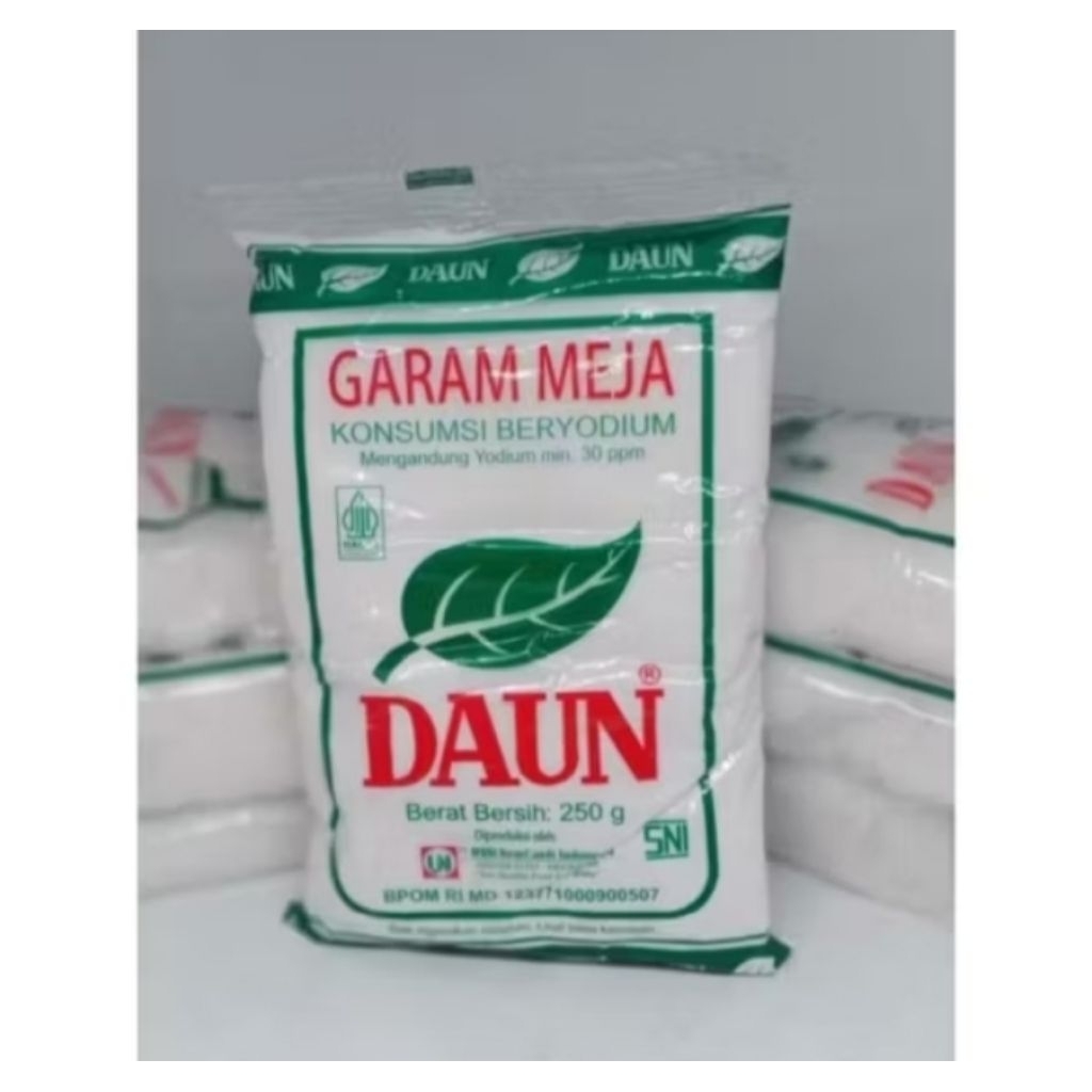 

garam meja beryodium cap daun (1 paket isi 5 pcs)