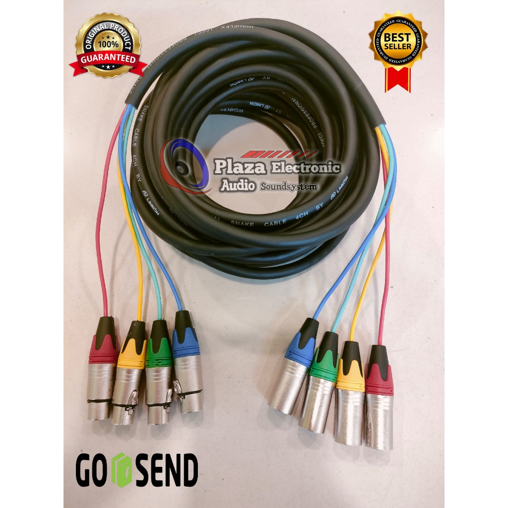 Kabel Snake isi 4 Apollo paket Konektor nya Xlr Male Female Huper Original Panjang 1.2 Meter